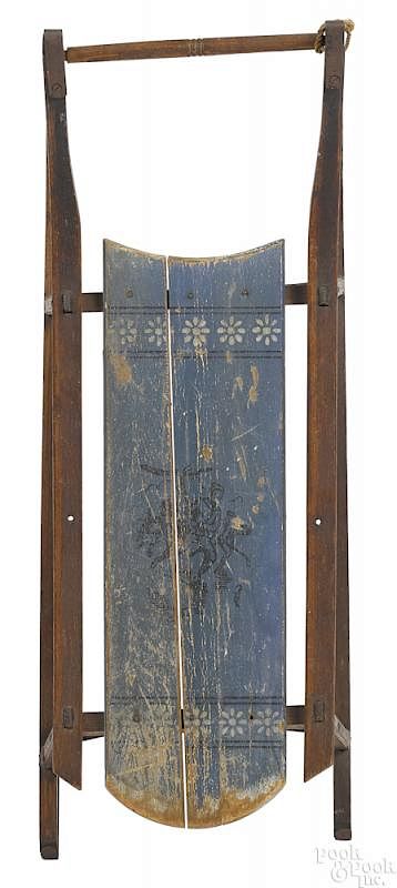 Appraisal: Paris Mfg Co child's painted wood sled Paris Mfg Co