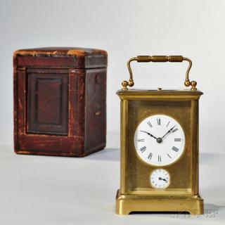 Appraisal: Hour Repeating Carriage Clock with Alarm France c brass and