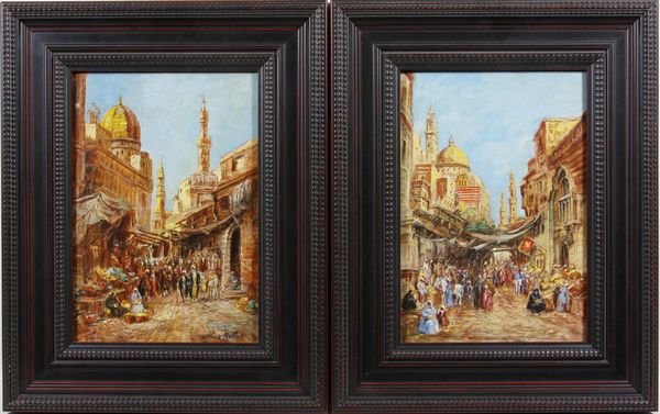 Appraisal: Pair of Max Freidrich Rabes German - view of Cairo