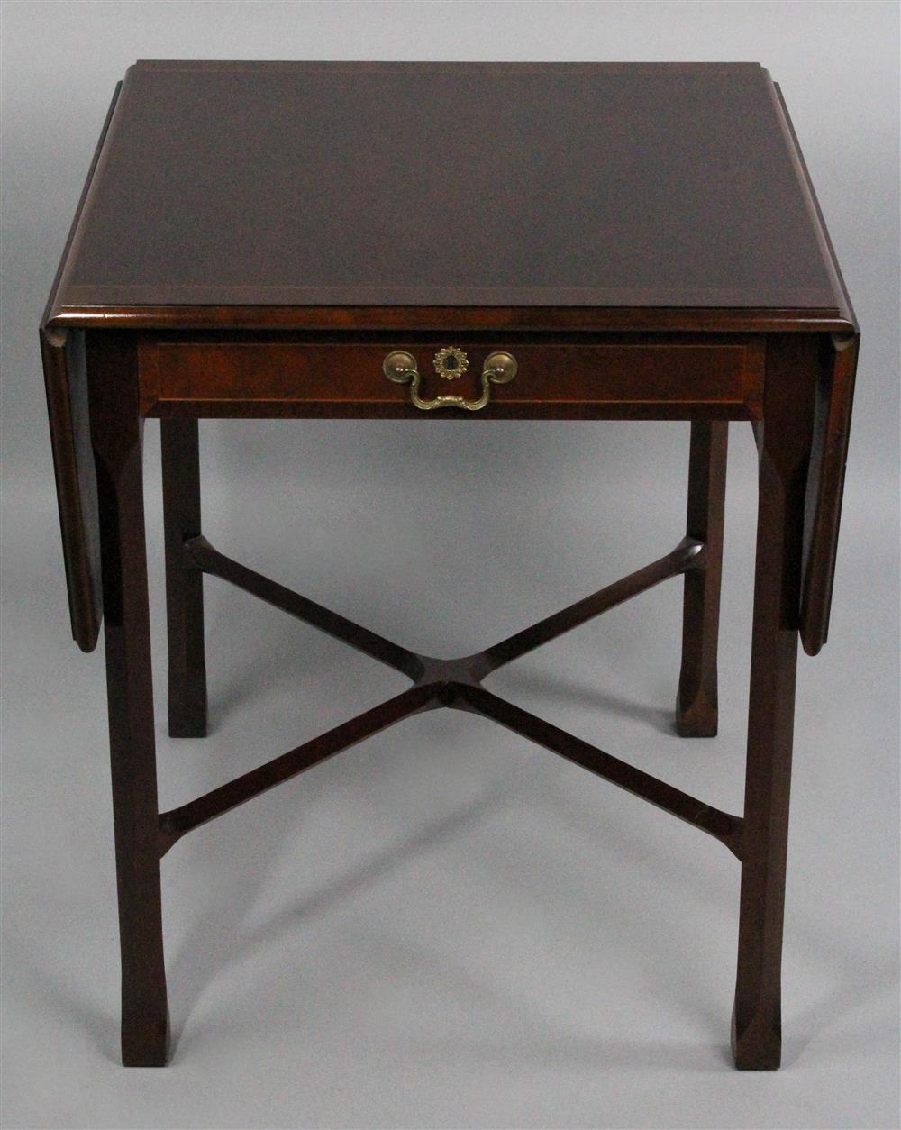 Appraisal: BAKER REGENCY STYLE MAHOGANY DROP LEAF SIDE TABLE molded top