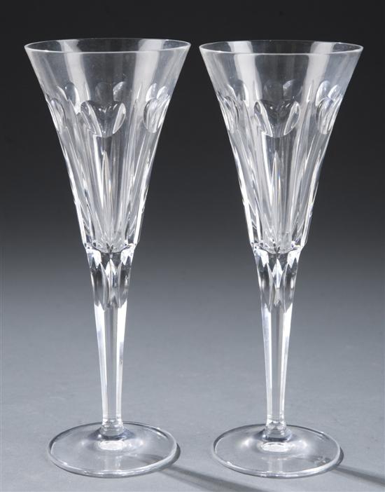 Appraisal: Lot of crystal candle sticks and champagne flutes Pair of