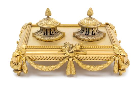 Appraisal: Sale Lot A Louis XVI Style Gilt Bronze Encrier th