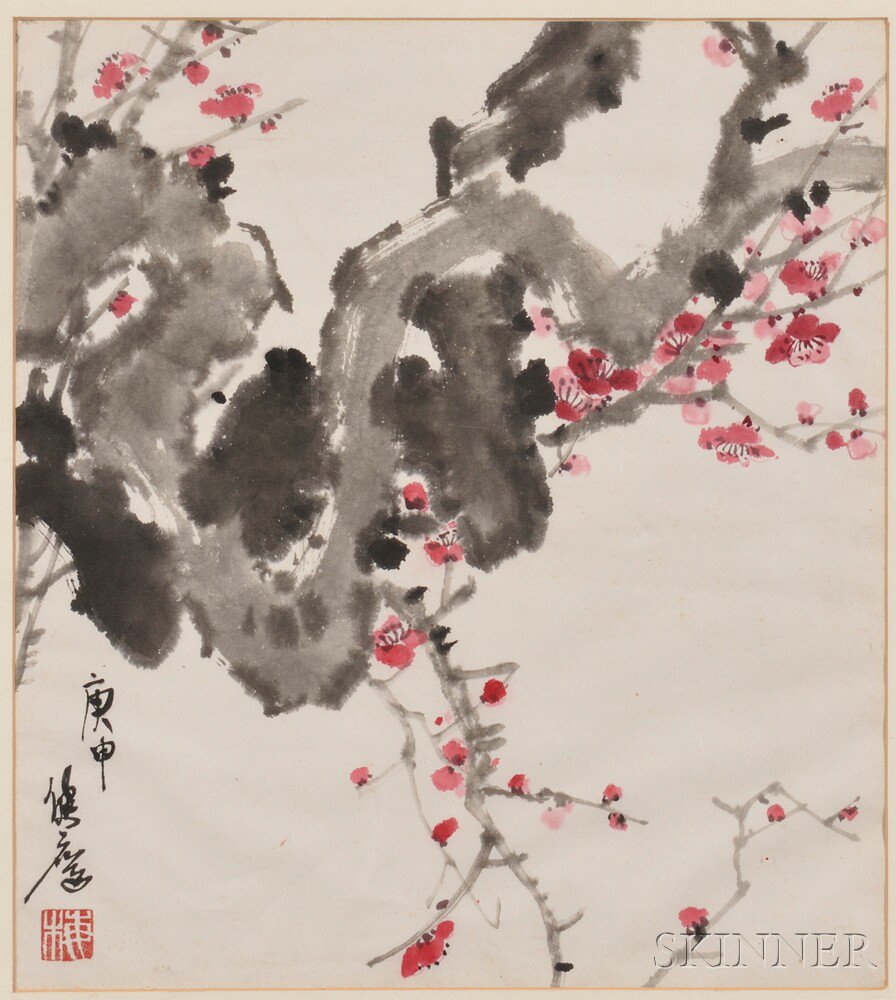 Appraisal: Painting Depicting Plum Branches China th century dated and signed