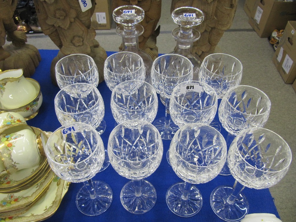 Appraisal: Set of twelve Waterford crystal wine glasses and two Stuart