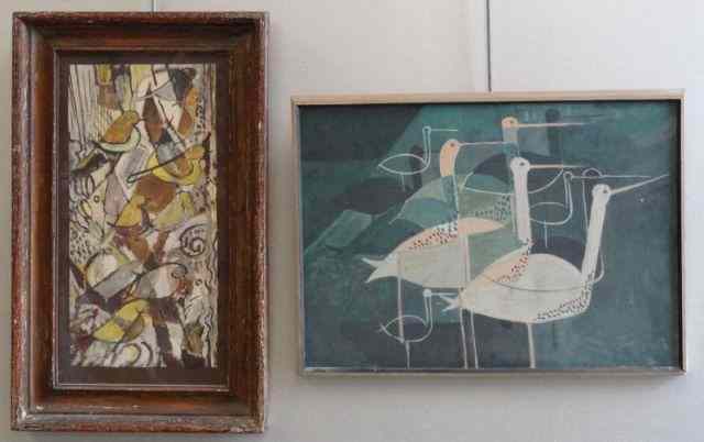 Appraisal: SMITH Vernon Gouaches on Paper of Birds Both signed lower