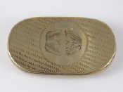 Appraisal: A th century brass oval snuff box the base engraved