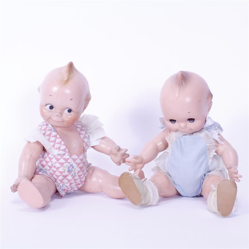 Appraisal: Two Cameo -part Jointed Body Kewpie Dolls Composition Kewpie Hard