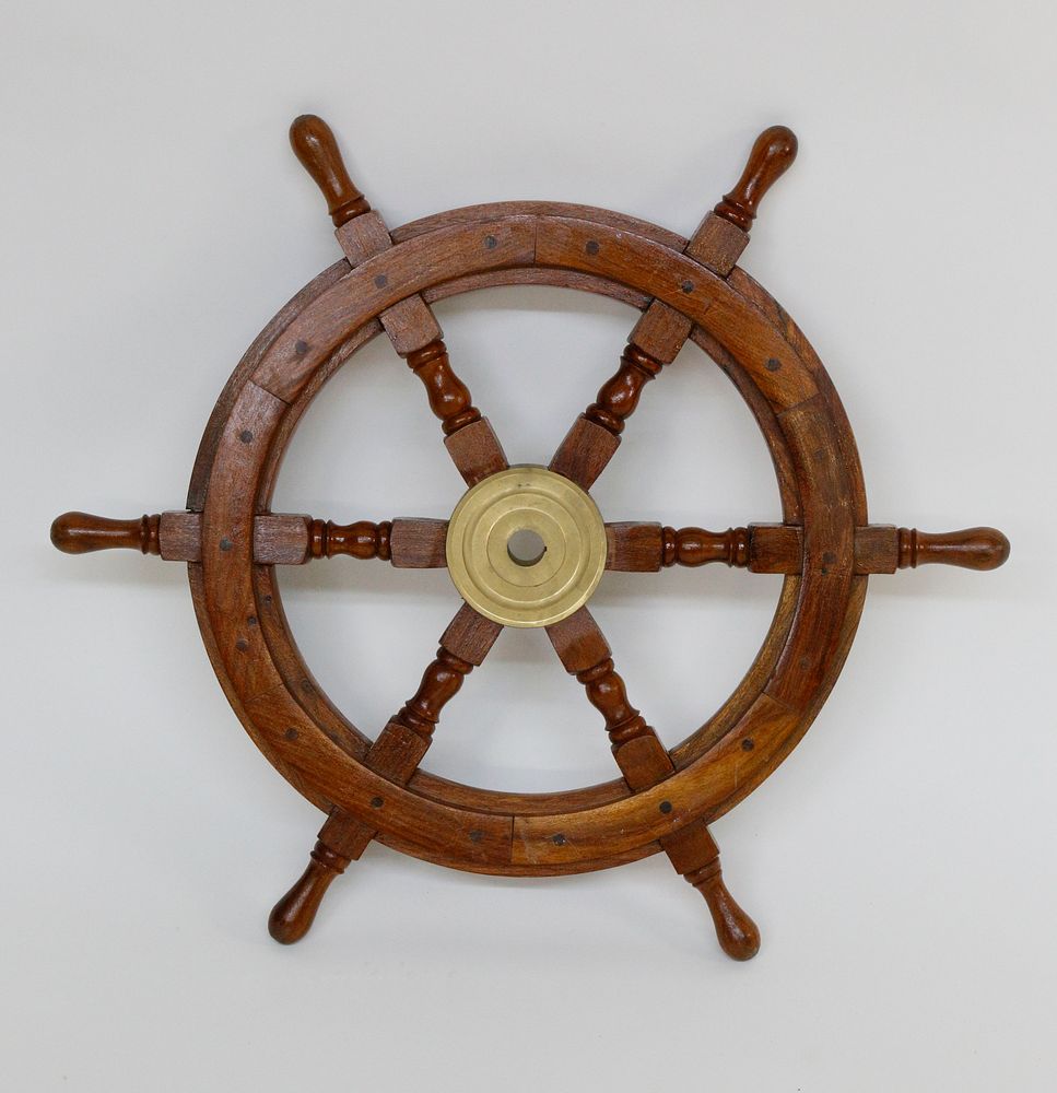 Appraisal: Contemporary Mahogany Ship's Wheel Contemporary Decorative Mahogany Ship's Wheel with