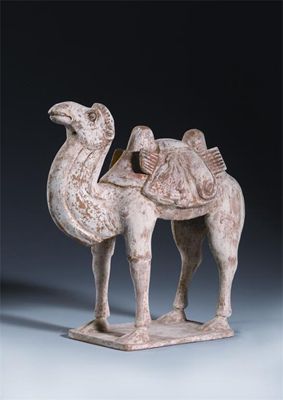 Appraisal: A Chinese unglazed pottery model of a bactrian camel Tang