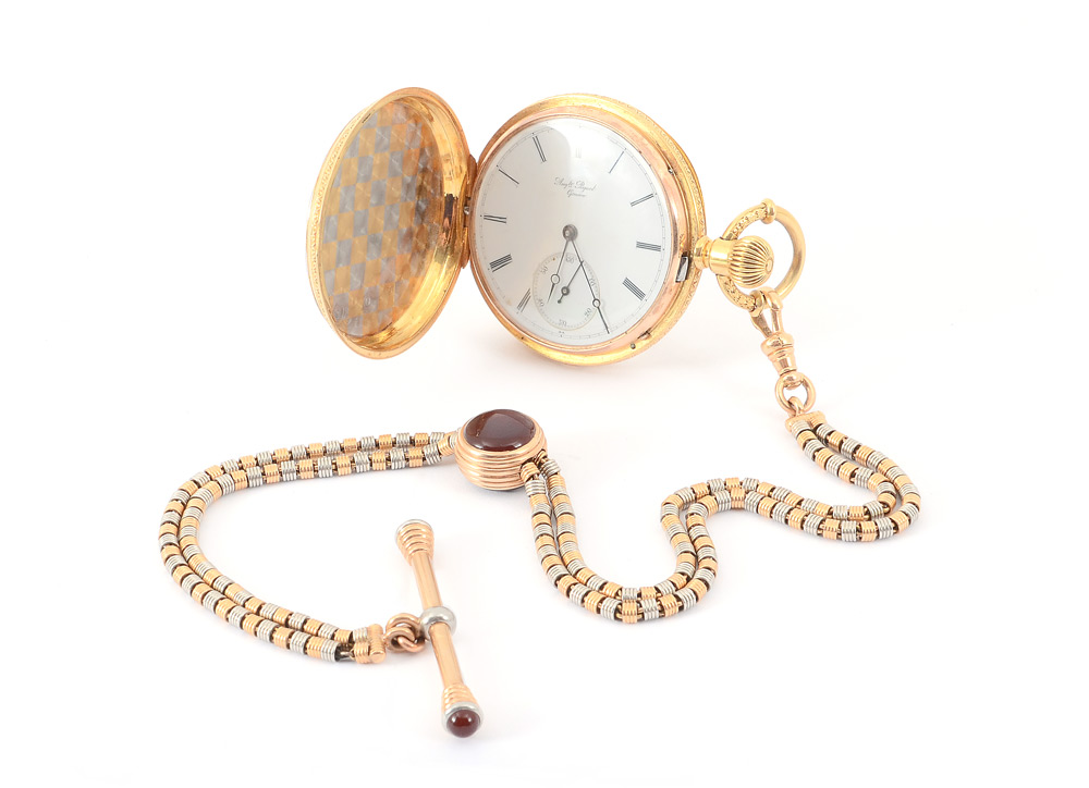 Appraisal: K AUGUSTE PIGUET POCKET WATCH FOB AND CHAIN Swiss watch