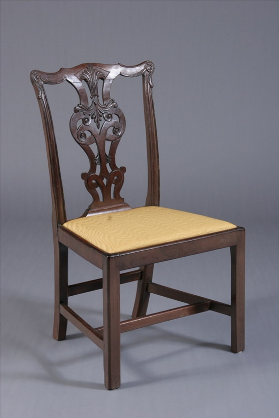 Appraisal: GEORGE III CHIPPENDALE MAHOGANY SIDE CHAIR th century Serpentine crest