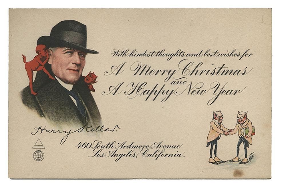 Appraisal: Harry Kellar Christmas and New Year Postcard Kellar Harry Heinrich