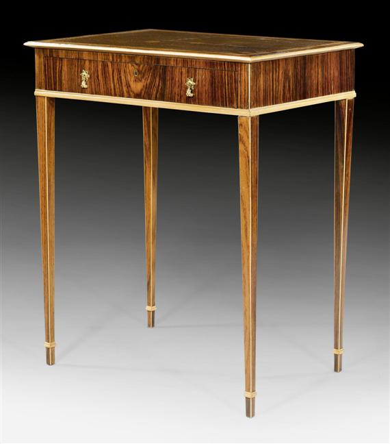 Appraisal: SMALL WORK TABLE A FLEURS Louis XVI Russia circa Mahogany