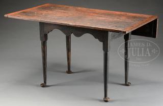 Appraisal: PINE AND MAPLE SINGLE DROPLEAF TAVERN TABLE IN RED WASH