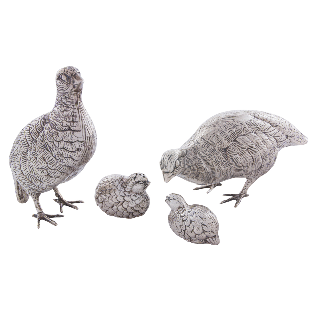 Appraisal: SET OF PLATED FIGURES OF PHEASANTS INCLUDING THE SMALLER PAIR