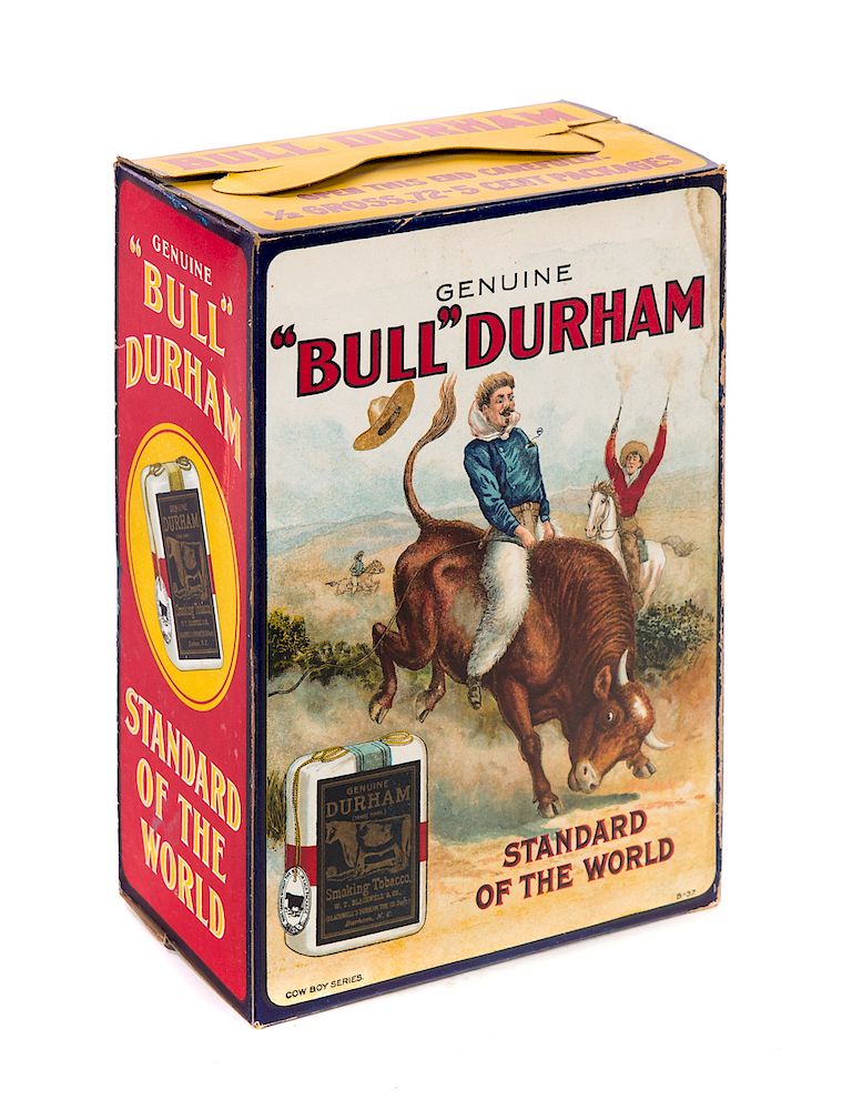 Appraisal: Bull Durham Cent Tobacco Box Bull Rider Measures tall wide