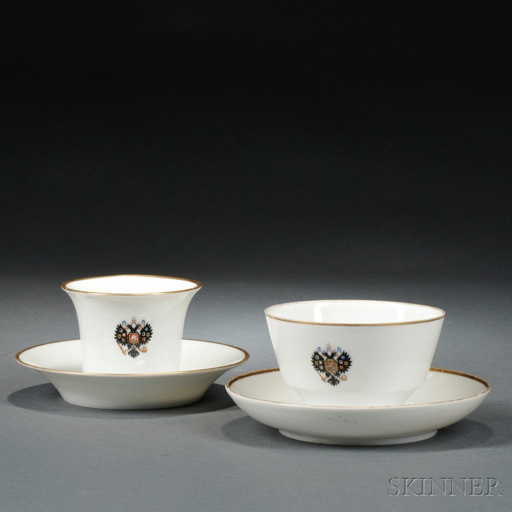 Appraisal: Two Russian Imperial Porcelain Factory Alexander III Coronation Service Cups