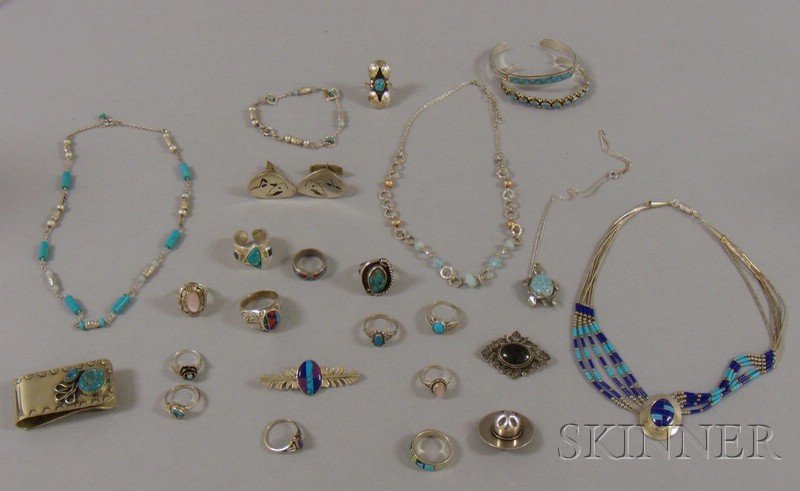 Appraisal: Assortment of Sterling Silver Native American Style and Contemporary Jewelry