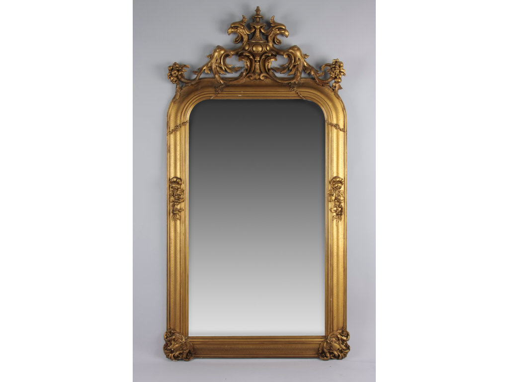 Appraisal: Grandiose Continental Salon Mirror Late th c heavily carved gilt