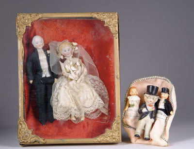 Appraisal: BRIDE GROOM DOLLS The first set is - - of