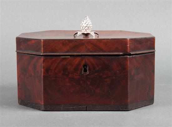 Appraisal: Belgian Directoire mahogany tea caddy stamped ''CHAPUIS'' circa - octagonal