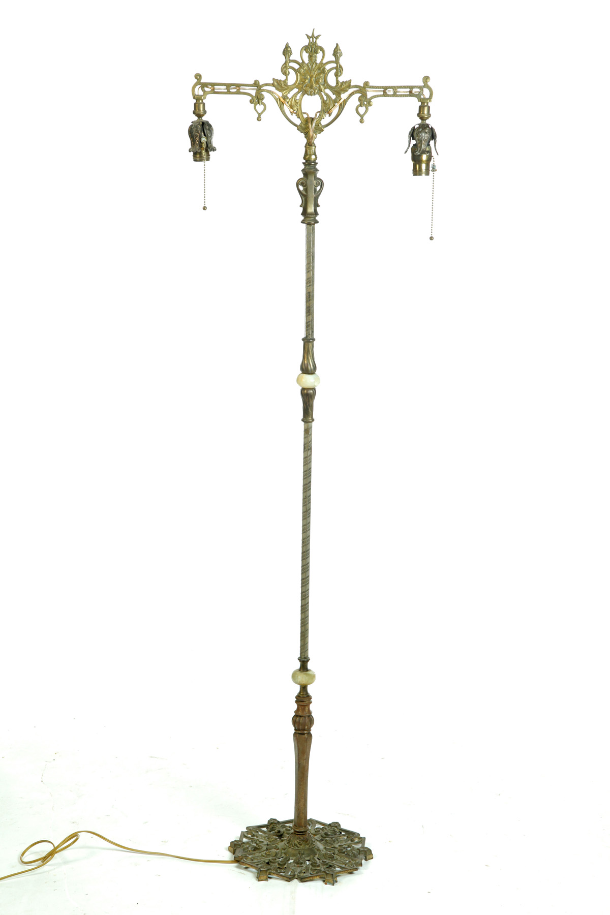 Appraisal: HEAVY CAST BRASS DOUBLE-SOCKET FLOOR LAMP American st quarter- th