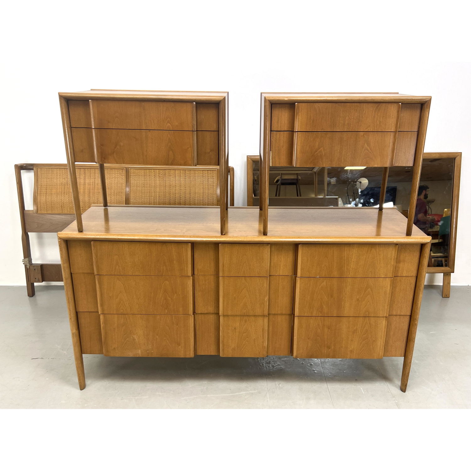 Appraisal: pc DREXEL Bedroom Set Parallel by Drexel Pair side tables