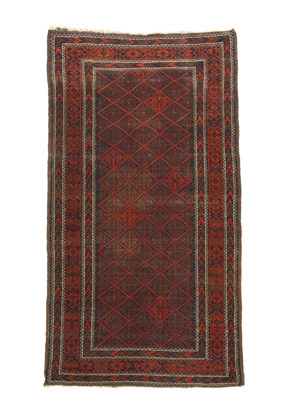 Appraisal: PERSIAN BALUCH RUG Ca All-over diamond lattice in red and