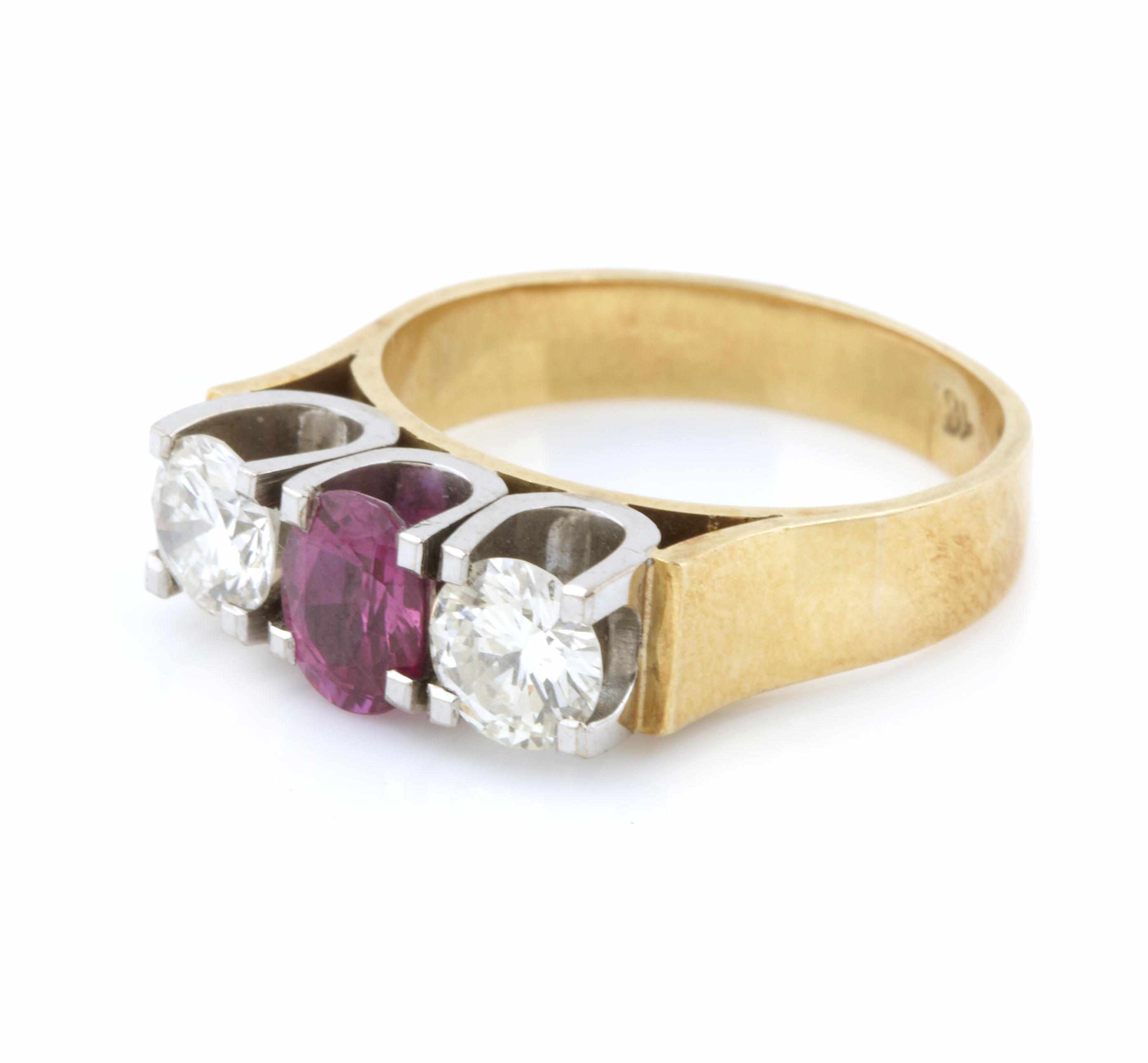 Appraisal: A two stone diamond ruby and k gold ring estimated