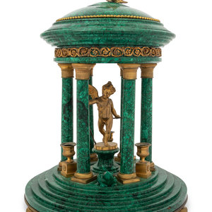 Appraisal: A Neoclassical Style Gilt Bronze Mounted Malachite Veneered Model of