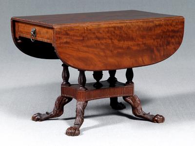 Appraisal: Duncan Phyfe breakfast table finely figured mahogany with mahogany pine