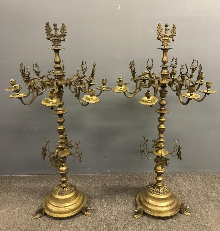 Appraisal: Massive pair of Austrian Hungarian cast bronze candelabra probably th