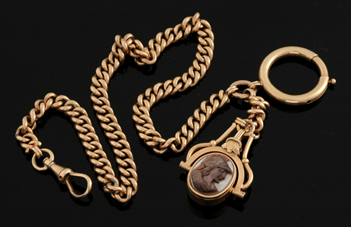 Appraisal: An Antique gold Albert chain Circa The ct gold curb