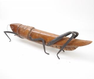 Appraisal: Carved Grasshopper Figure Carved wooden figure of a grasshopper with