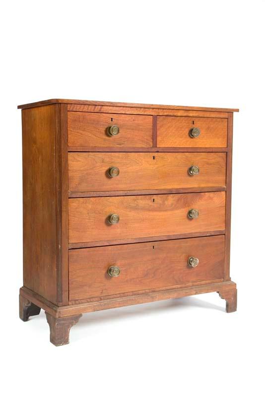 Appraisal: CHEST OF DRAWERS Walnut with two over three drawer configuration