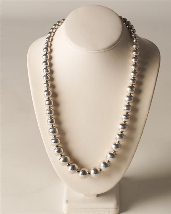 Appraisal: A Graduated Sterling Bead Necklace long the clasp marked TM-