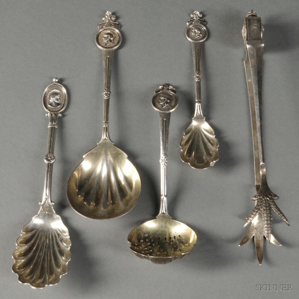 Appraisal: Five Pieces of American Medallion Sterling Silver Flatware c various