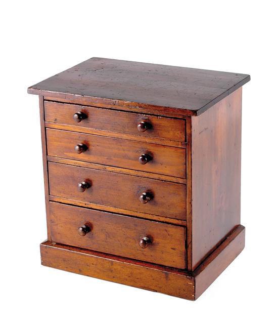 Appraisal: Miniature English mahogany chest of drawers late th century rectangular