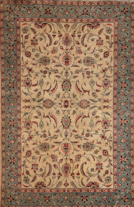 Appraisal: Tabriz Rug Circa Beige ground with palmette and trellising vine