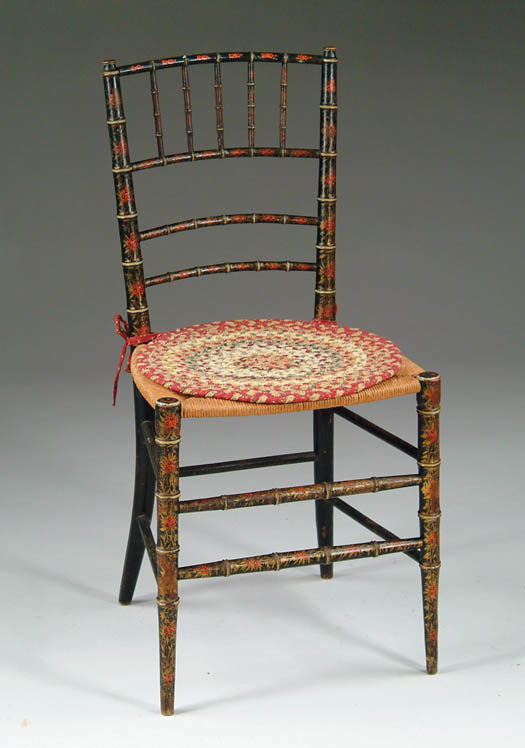 Appraisal: FINE DECORATED SHERATON FANCY SIDE CHAIR The dainty chair has