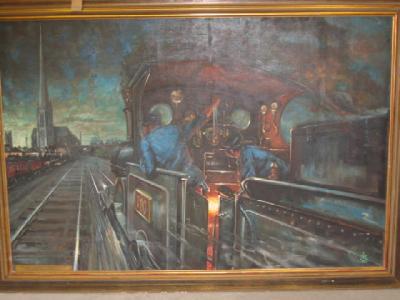 Appraisal: Ronald Kitchen oil painting on board Hardwicke Racing North depicting