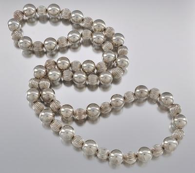 Appraisal: A Sterling Silver Bead Necklace Constructed with mm plain polished