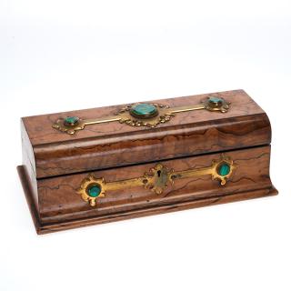 Appraisal: Early Tiffany Co bronze burlwood box Early Tiffany Co bronze