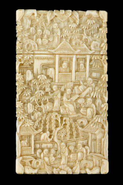 Appraisal: Chinese carved elephant ivory card case th century