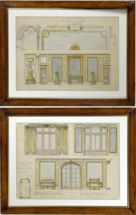 Appraisal: Two French Architectural Drawings for the Decoration of the Dining