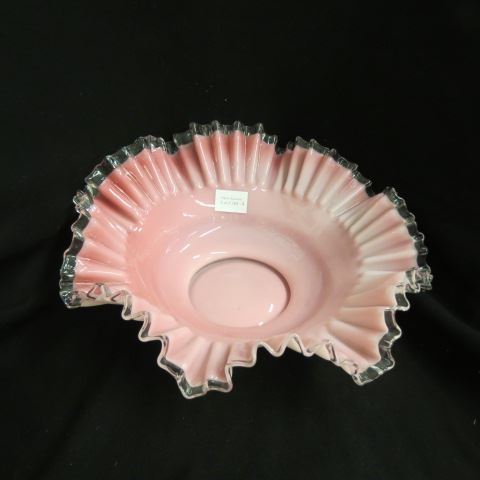 Appraisal: Fenton Cranberry Silvercrest Brides Bowl light cranberry cased clear rim