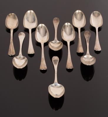 Appraisal: Five early George III Hanoverian pattern silver tablespoons William Withers