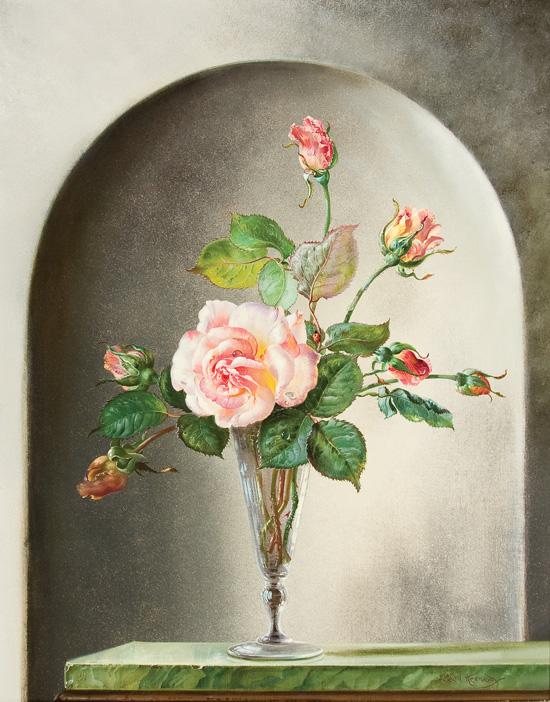 Appraisal: CECIL KENNEDY British - Pink Roses oil on canvas signed