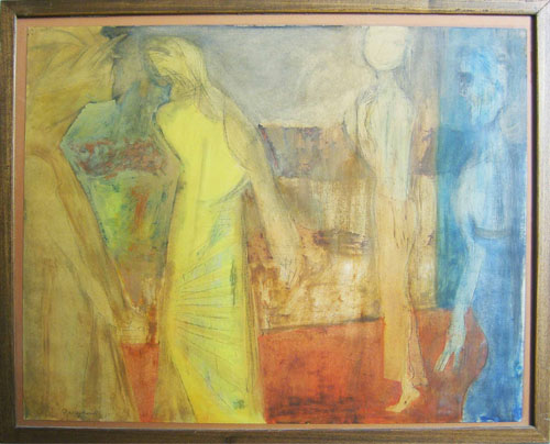 Appraisal: Paul Wieghardt American - watercolor abstract figural study signed lower