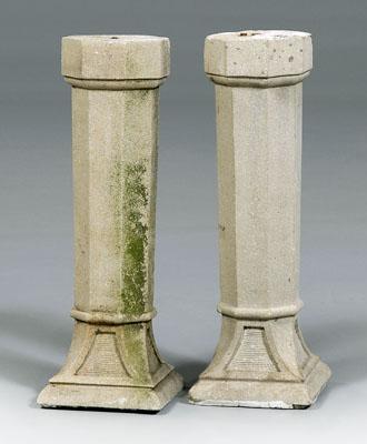 Appraisal: Pair Gothic stone columns limestone stepped square bases with curved